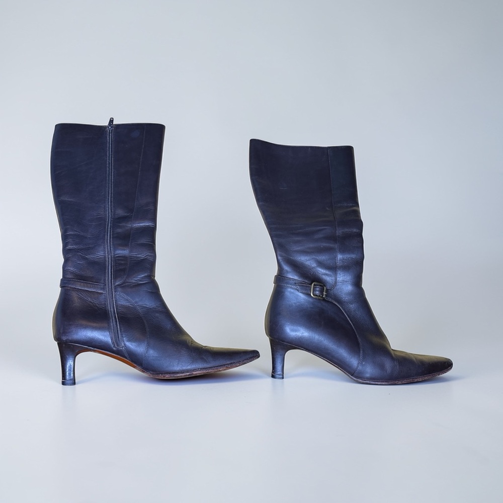 Boots 5.5 Ralph Lauren brown Leather Kitten Heel Mid Calf